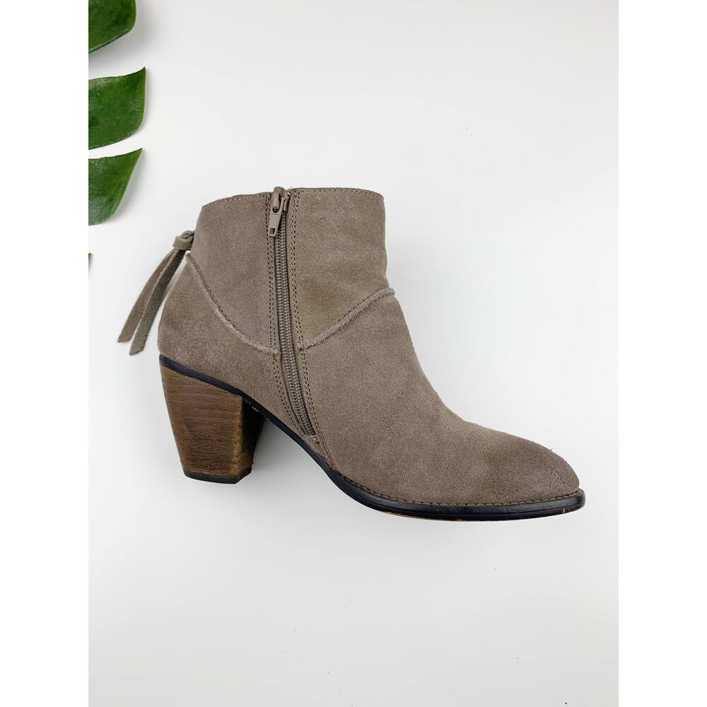 Steve Madden Milaan Ankle Boots Taupe Suede Block Heels Booties Women's 8.5 - Picture 8 of 12